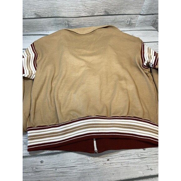 MacGregor 70s-80s Zip Up Track Court Tennis Sweater Jacket Beige Burgundy Small - Picture 13 of 13